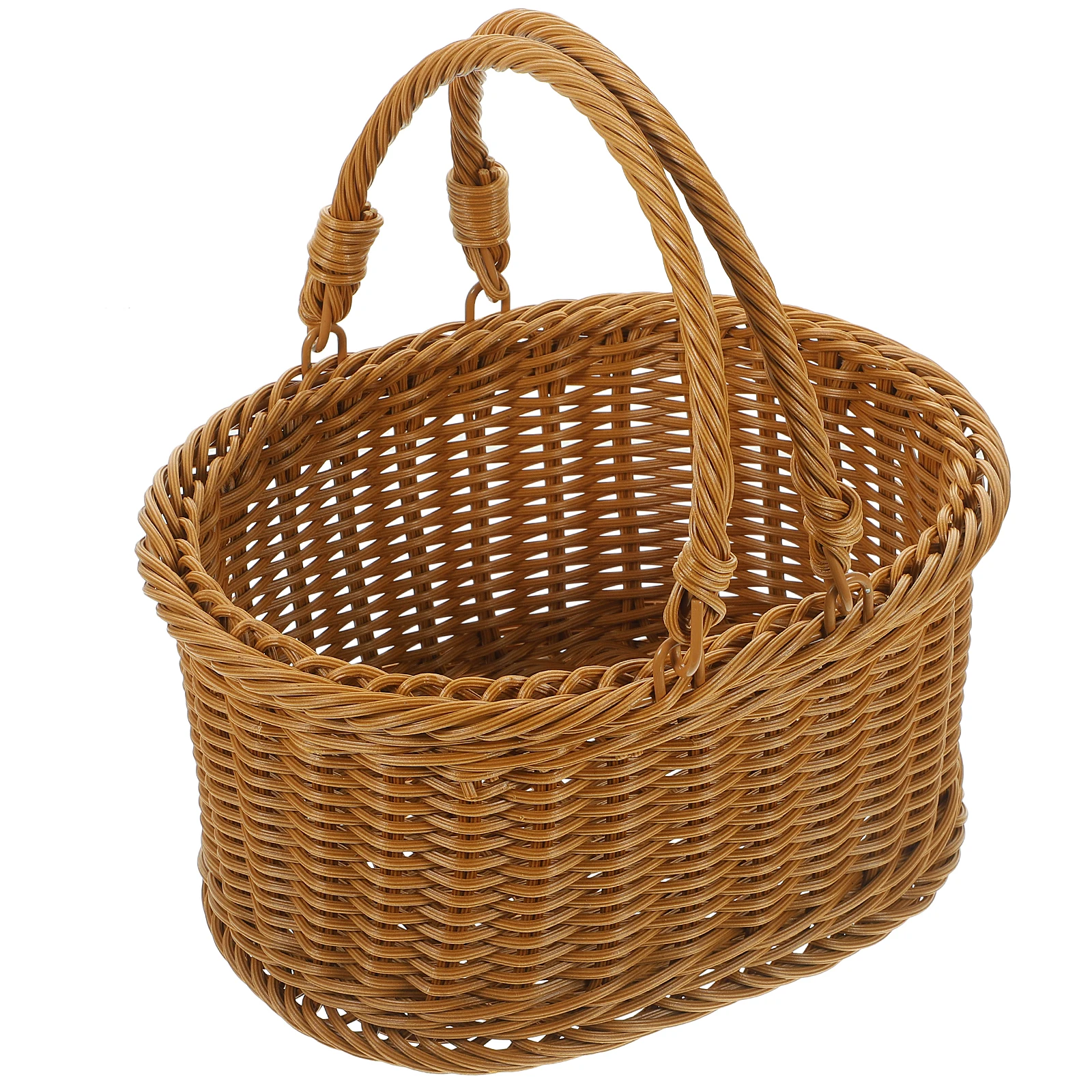 

Picnic Baskets Hand Woven Storage PP Vintage Style Outdoor Fruit Vegetable Snacks Storage Baskets Woven Bread Holder
