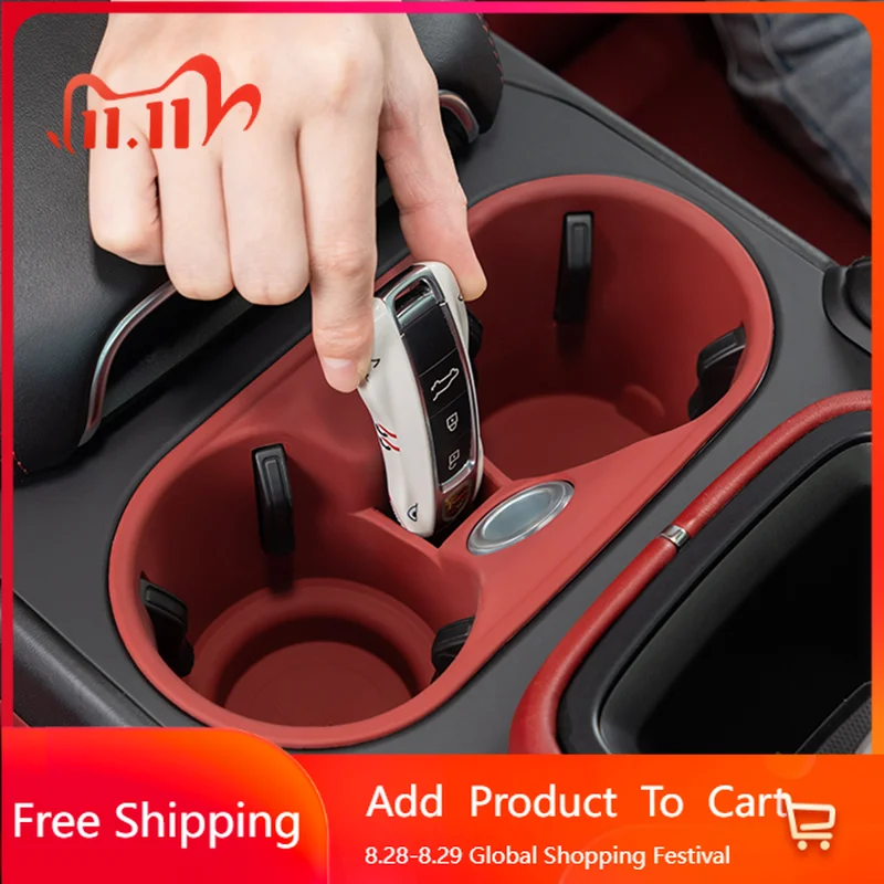 

Внутренние наклейки, силиконовый автомобильный подстаканник для Porsche Cayenne Macan, держатель для бутылок на центральной консоли, вставка, противоскользящий органайзер для напитков