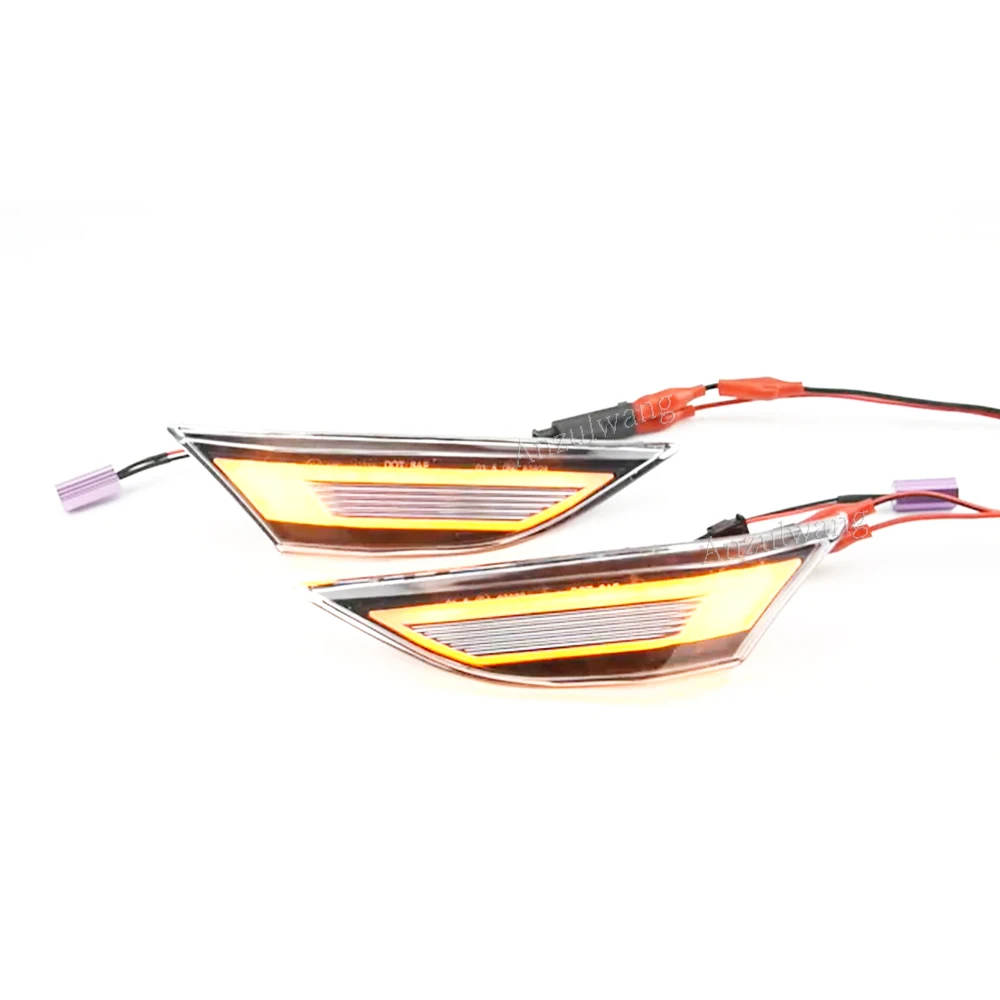 2 Pcs Dynamic LED Front Side Marker Lights Turn Signal Lamp For Porsche 991 981 718 Cayman Boxster Cayenn