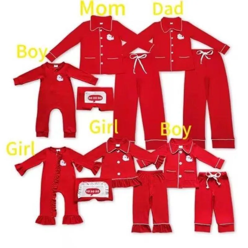 Christmas Family Matching Clothes Kids Pajamas Rompers And Adults Outfits Red Cotton Children Boutique Clothes image 6