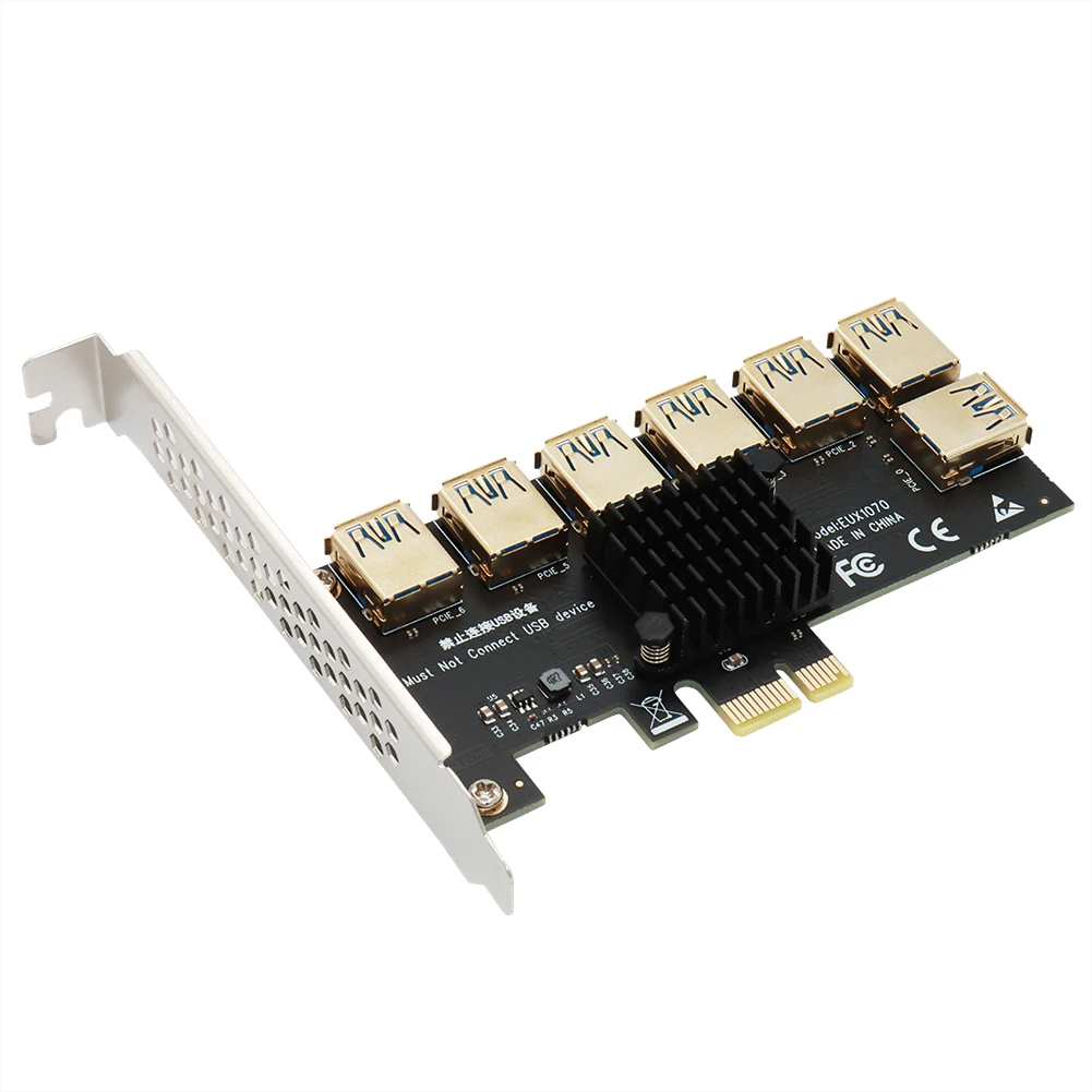 محول بطاقة PCI-E 1x1 إلى 7 محول PCI-Express USB 3.0 للتعدين BTC