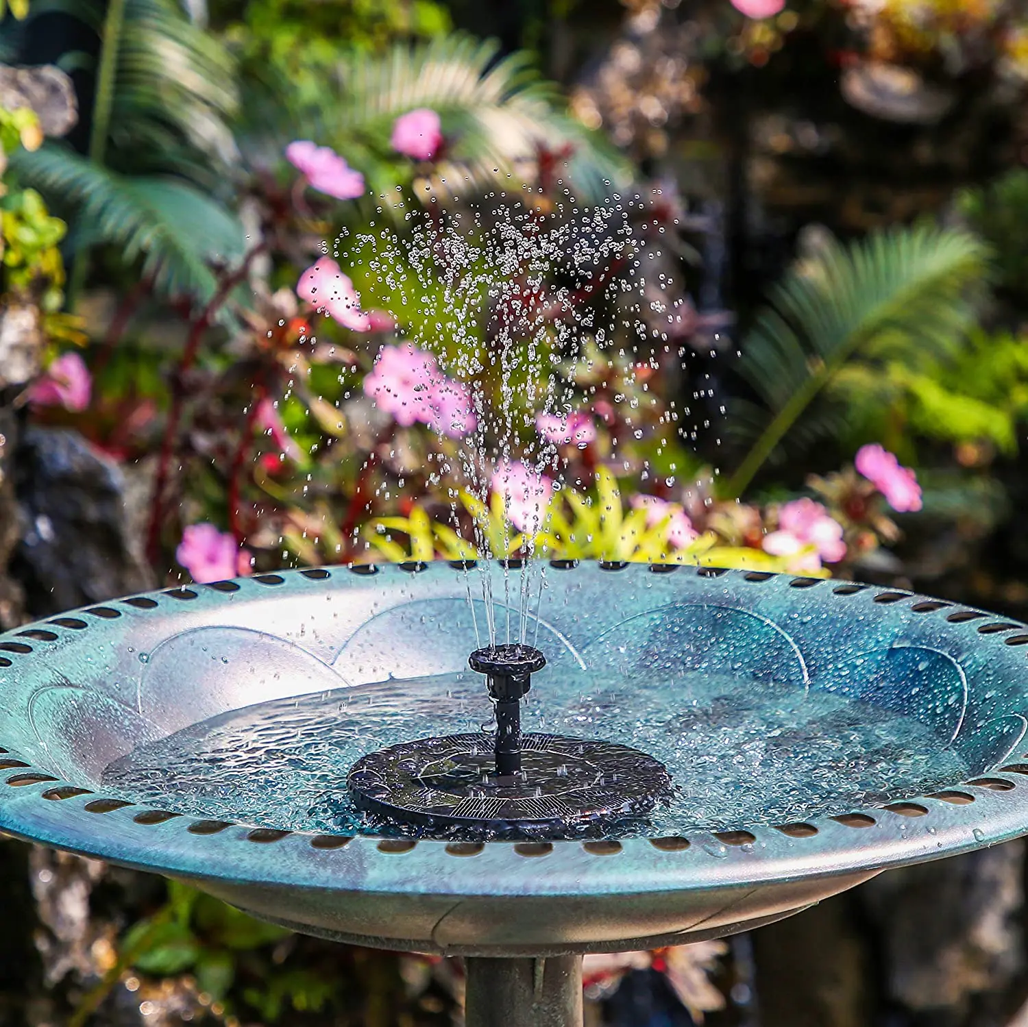 PALONE-bomba de Fuente Solar para baño de aves, estanque, jardín, 6 boquillas