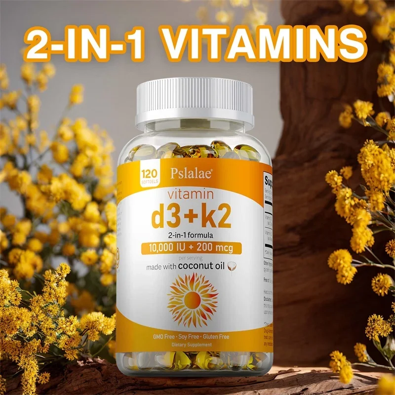 

Vitamin D3+K2 Supplement - Help Regulate Calcium Metabolism, Bone, Joint & Immune Support, Support Immunity