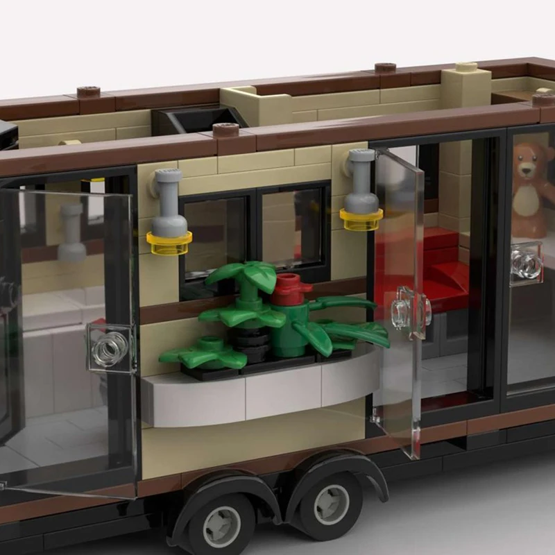 도시 스트리트 뷰 모델 Moc 빌딩 블록 바퀴에 작은 집 1-3 모델 기술 모델 벽돌 DIY 조립 휴일 장난감 선물