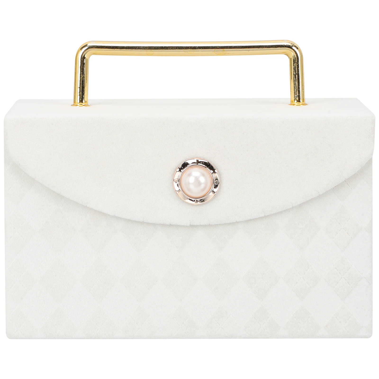 

Small White Handle Bridal Favor Box for Wedding Gifts Reusable Sturdy Metal Pearl Clasp Keepsake Packaging Box Gift Container
