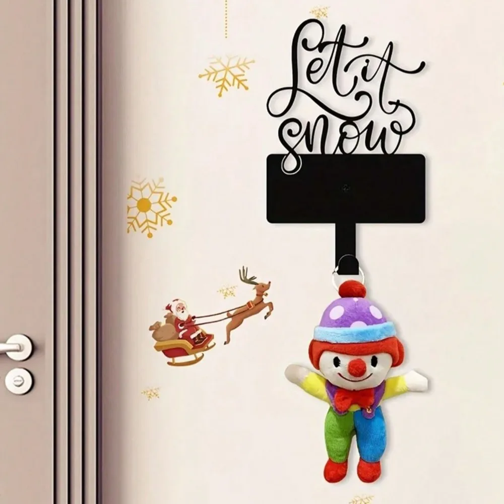1 PC Snowing English Metal Hook - Decorative Hook for Hanging Keys Umbrellas Clothes Daily Necessities, Suitable for Living Room