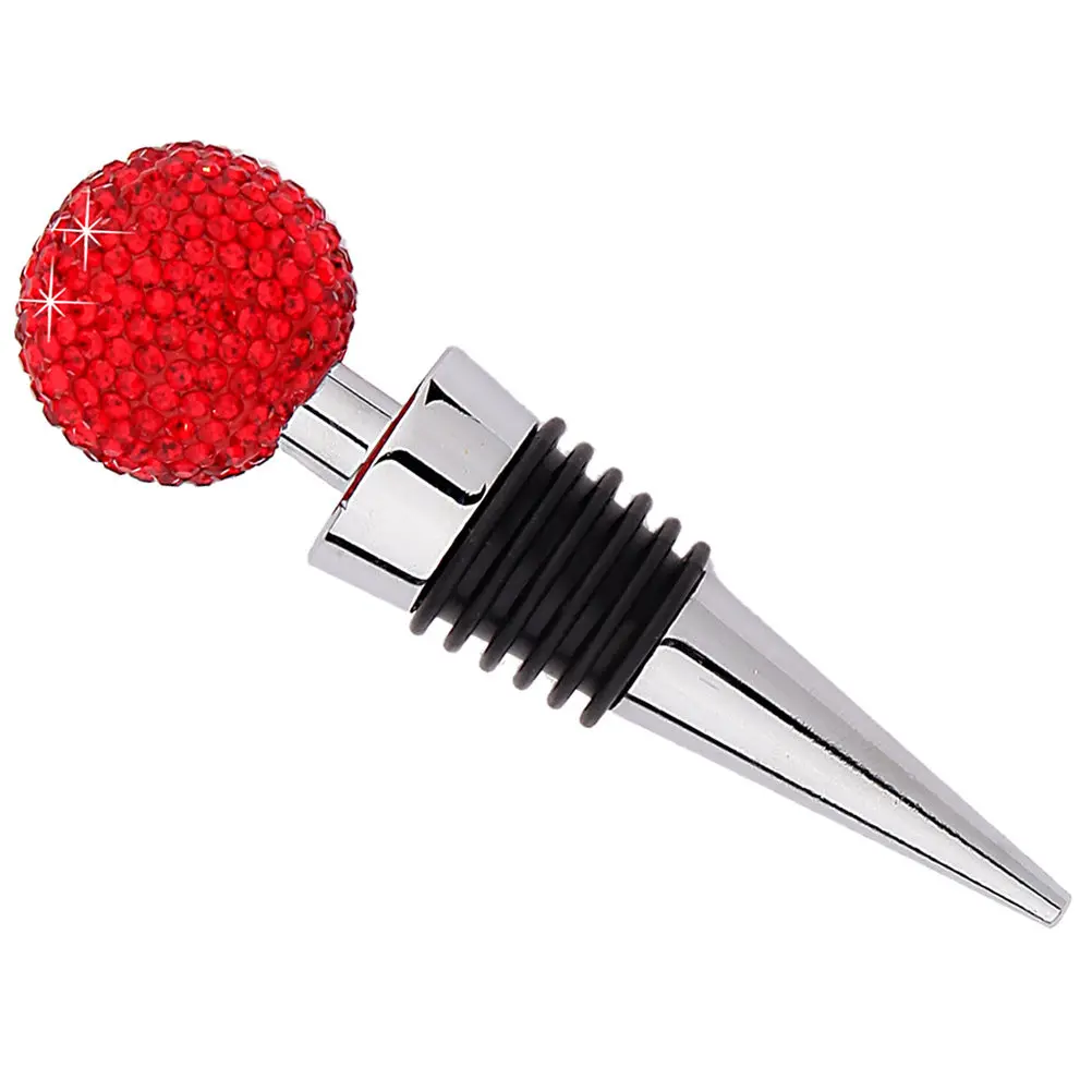 Tapón de Vino de Aleación de Zinc con Diamantes Rojos, Tapón Cónico para Botellas de Vino, Cerveza, Salsa de Soya y Vinagre, para Fiestas y Bares, con Pedrería
