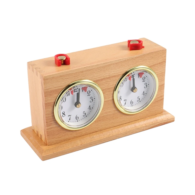 Retro Analog Chess Clock Timer - Wind-Up Mechanical Chess Clock, No Battery Needed Wooden