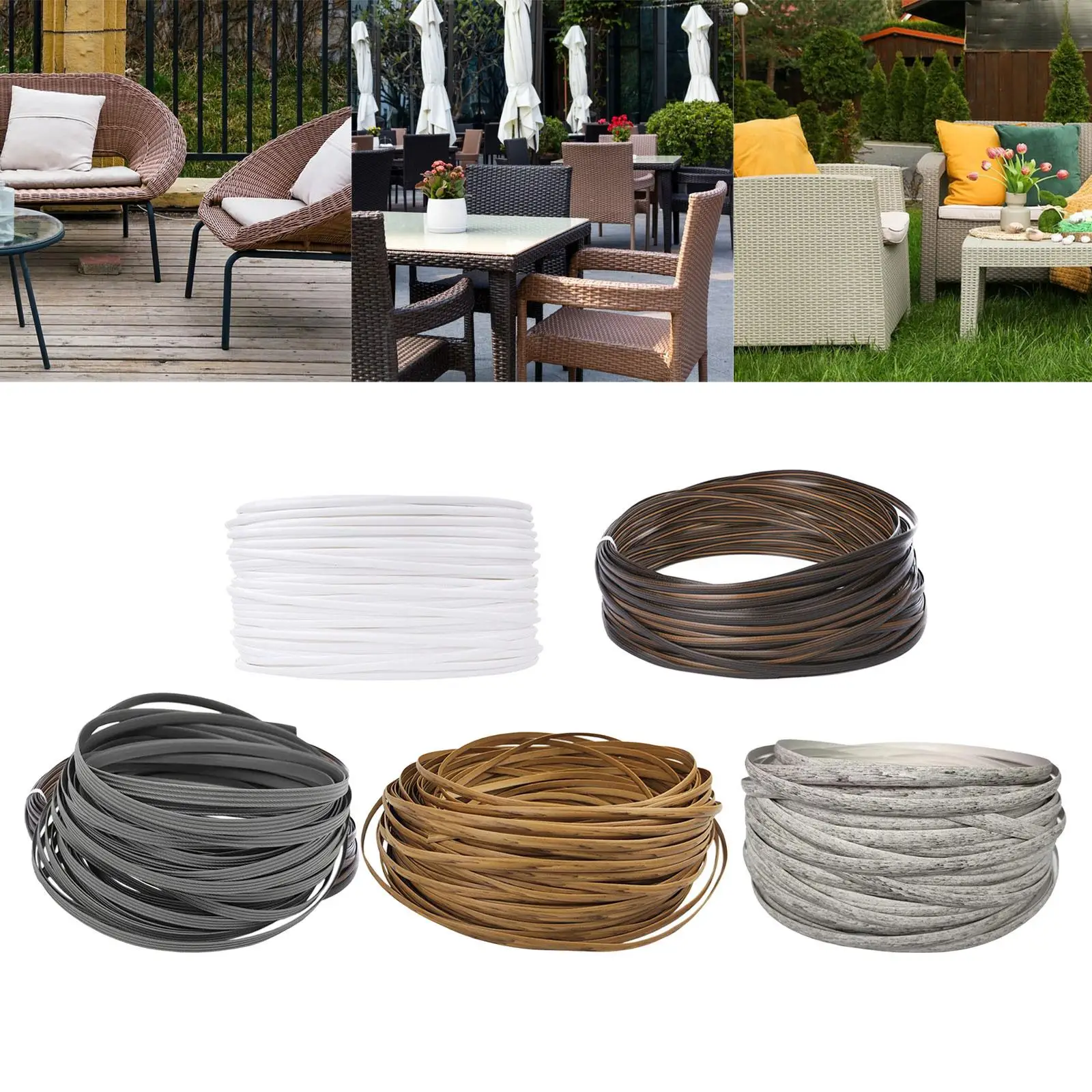 Versatile Wicker Repair Material 8mm Rattan Basket Weaving Kit for Garden Patio Furniture Restoration DIY
