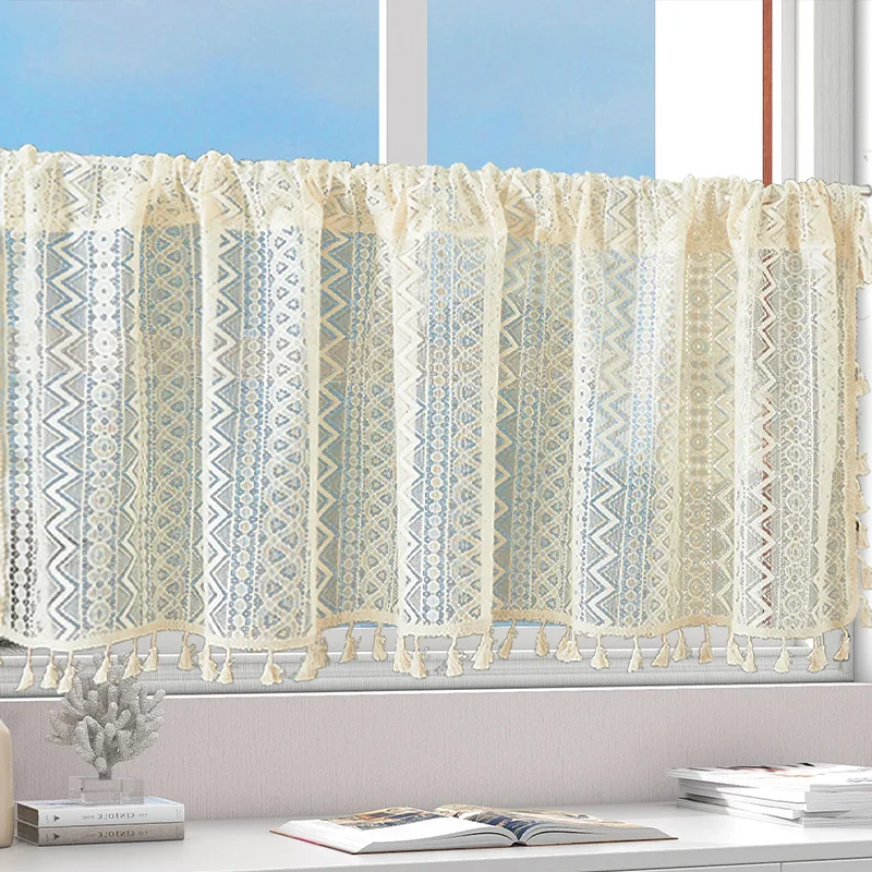 Rural Curtains Short Curtains Half Curtains Lace Small Floating Curtains Window Screens kitchen Partition Curtains Door Cu