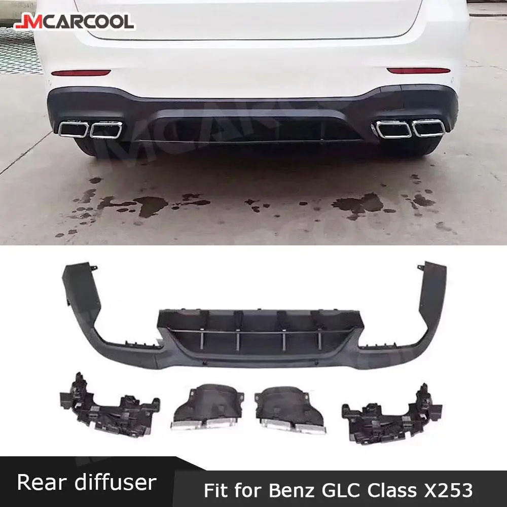 

Rear Bumper Lip Diffuser with Exhaust Tips for Mercedes Benz GLC X253 Sport GLC 300 GLC250 GLC43 2017-2019 PP Material