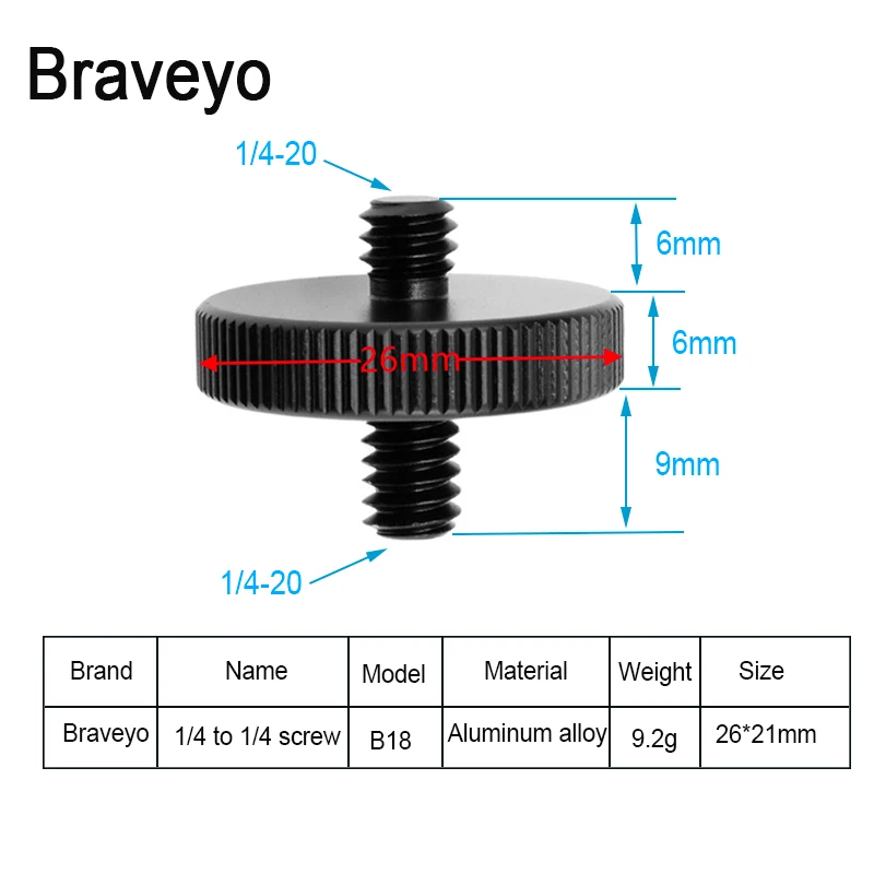 1/4 to 1/4 3/8 Inch Conversion Screw Photography Accessories Camera Screw Aluminum Alloy for Tripod Ballhead Quick-Release Plate