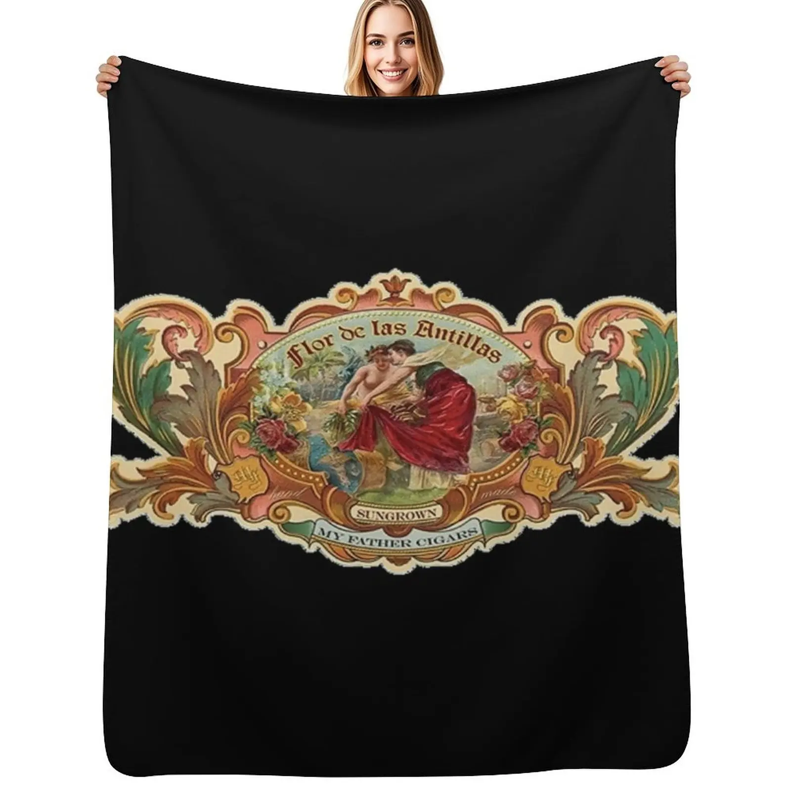 My Father Cigar Logo Throw Blanket Stuffeds wednesday Personalized Gift Softest For Baby Cute Blankets