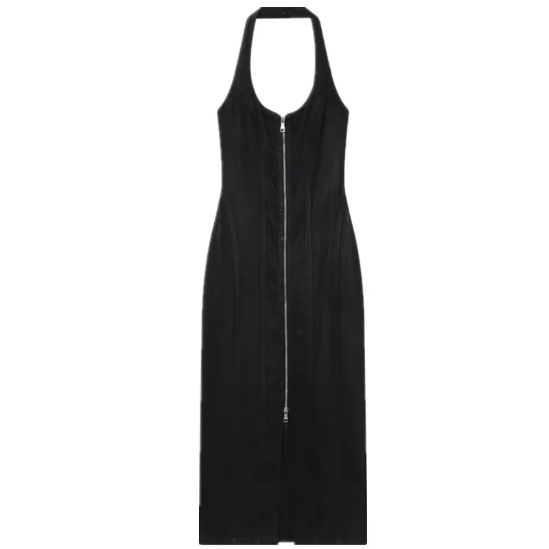 冬の新作 レディース ミディ丈 デニム ドレス 2025年 ファッション性が高く万能なネリンデニム ドレス 通勤用 ジッパー開閉 スリムフィット