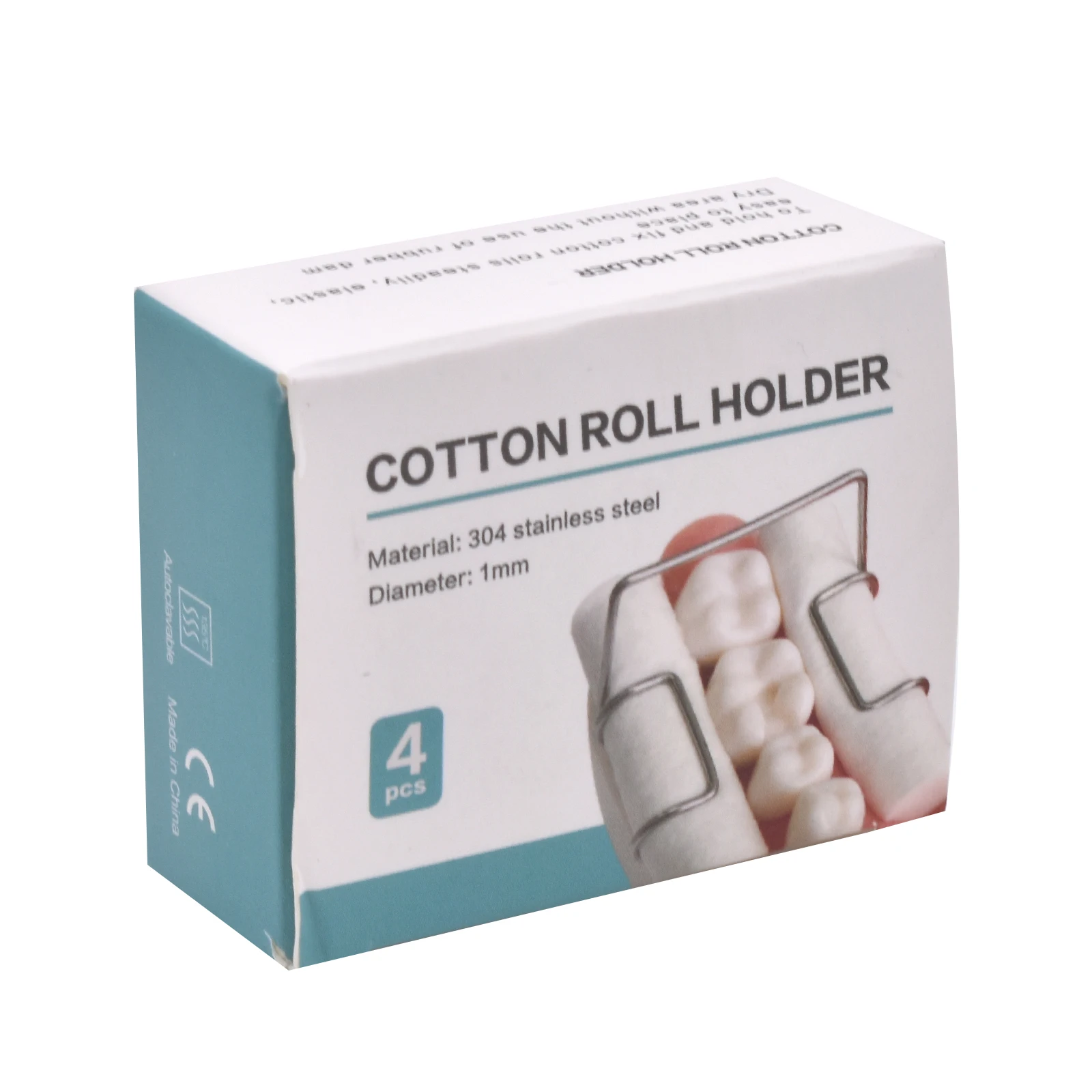 Pince à rouleau de coton orthodontique dentaire en acier inoxydable, porte-rouleau de coton autoclavable, outils de laboratoire dentaire, 4 pièces par boîte