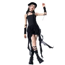 Girls Group Jazz Dance Set Summer Sweet Cool Dopamine Children Model T-Stage Fashion Show Outfits for Kids Performances Costumes