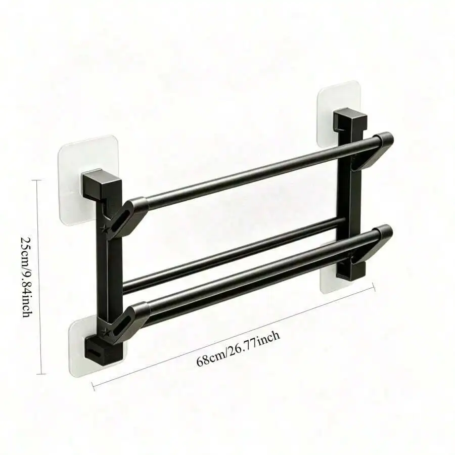 Heavy Duty Foldable Wall-Mounted Shoe Rack (Includes Adhesive Backing Plate) - No-Drill Installation, Double-Layer Carbon Fiber