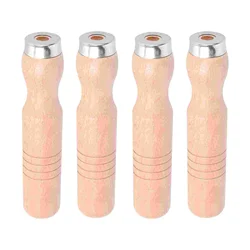 4 Pcs File Tools Handle Woodworking Tool Rasp Accessories Handles Parts Cutting Wooden File Handles with Metal Collars