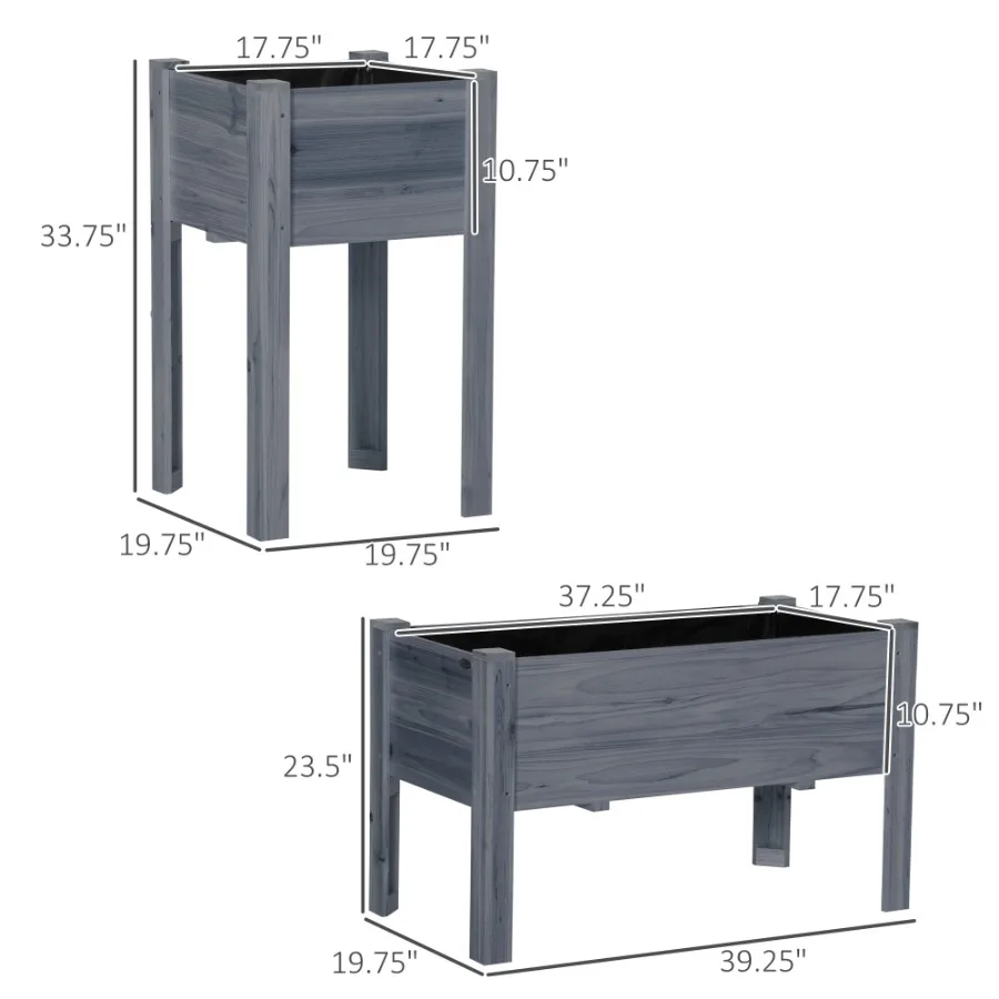 Raised Garden Bed Set of 3, Elevated Wood Planter Box with Legs and Bed Liner for Backyard and Patio to Grow Vegetables, Herbs,