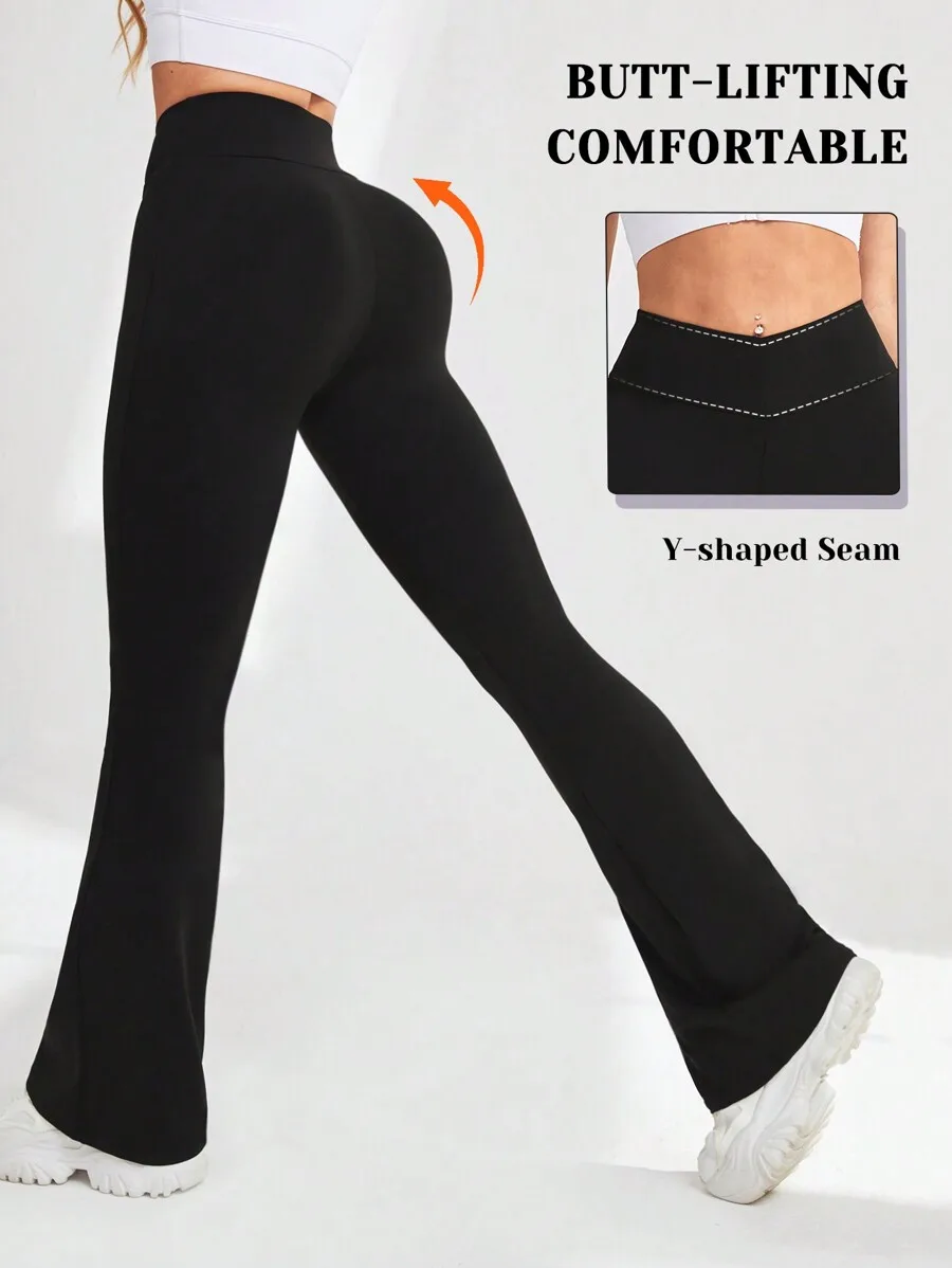 

High Waisted Flare Yoga Pants With Y-Shaped Seam Butt Lifting Comfortable