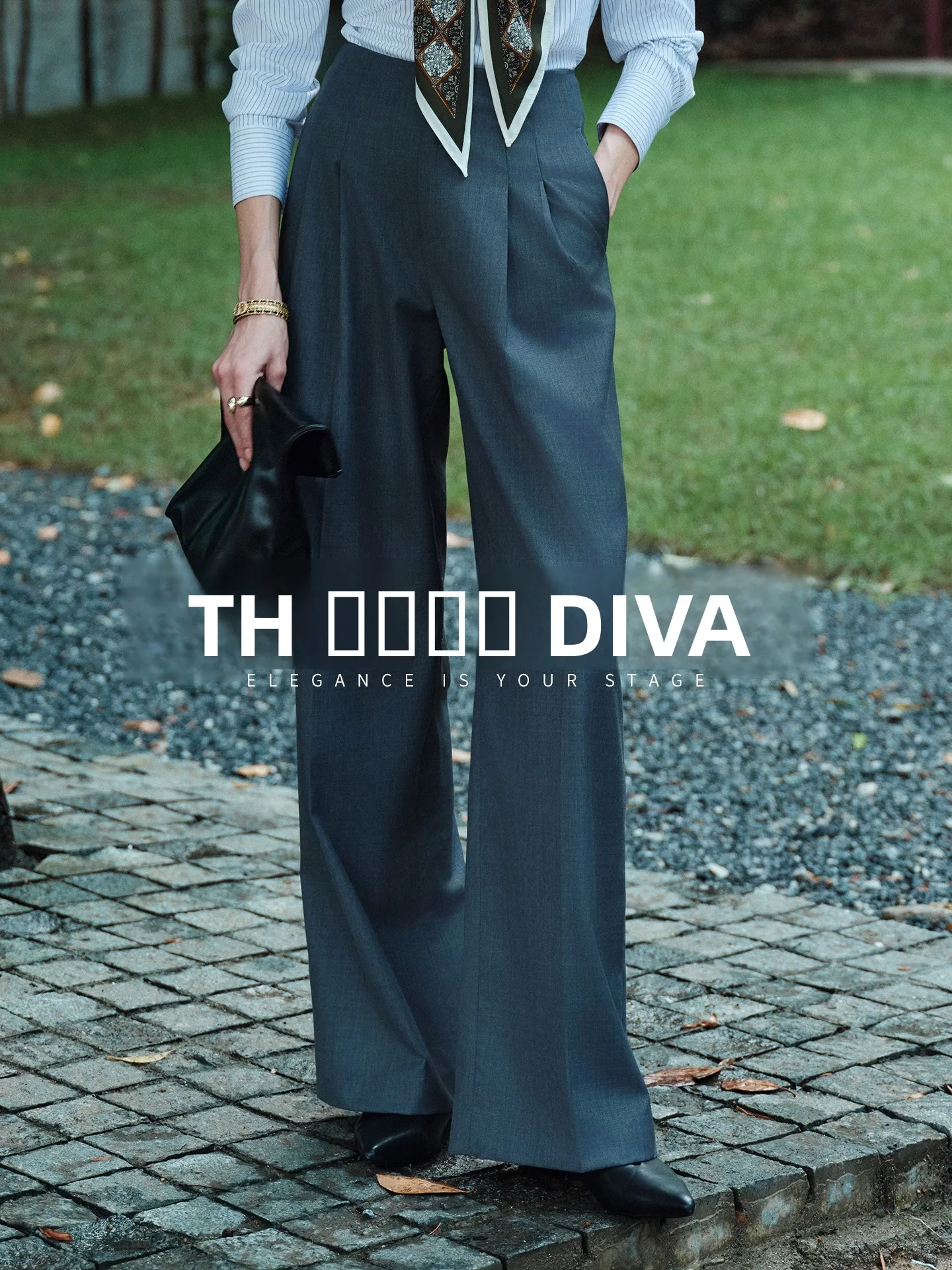 

the Diva Classic ey Casual Woolen Straight Leg Pants Original Design Women's Commuter Trousers High Waist Zipper Closure