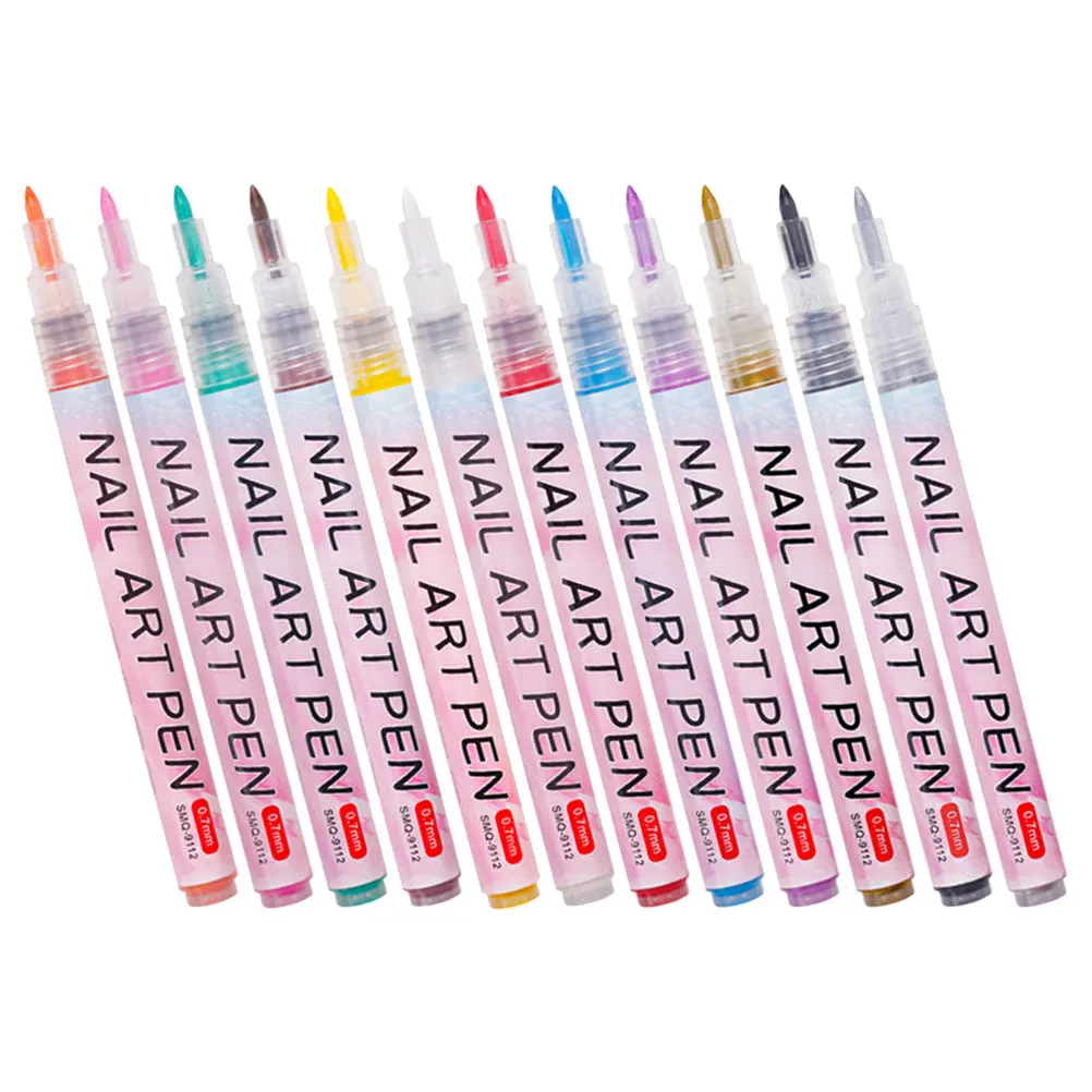 

12pcs Paint Pens For Acrylic Supplies Polish Pen Draw Tool Lightweight Graffiti Pens Art Set Tools Accessories Nail Supply Nail