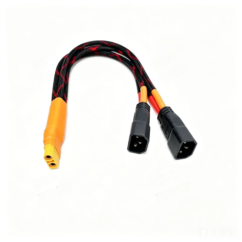 High Current 50A  Male Female To Dual Straight Pin Socket Flexible Silicone Cable Tinned Copper Wire For RC Car E-bike