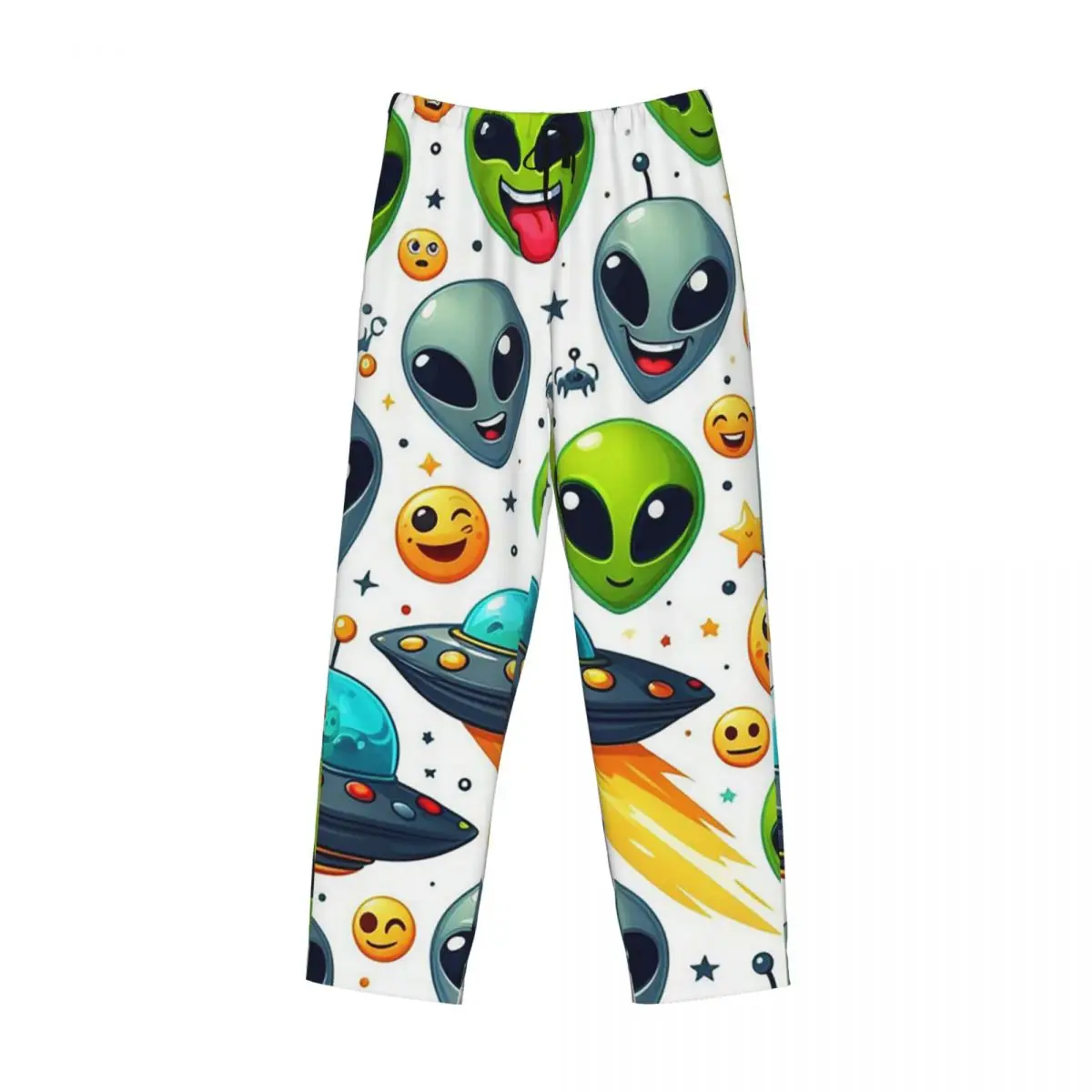 Custom Green Alien And UFO Pattern Pajama Pants Men Sleepwear Sleep Lounge Bottoms with Pockets