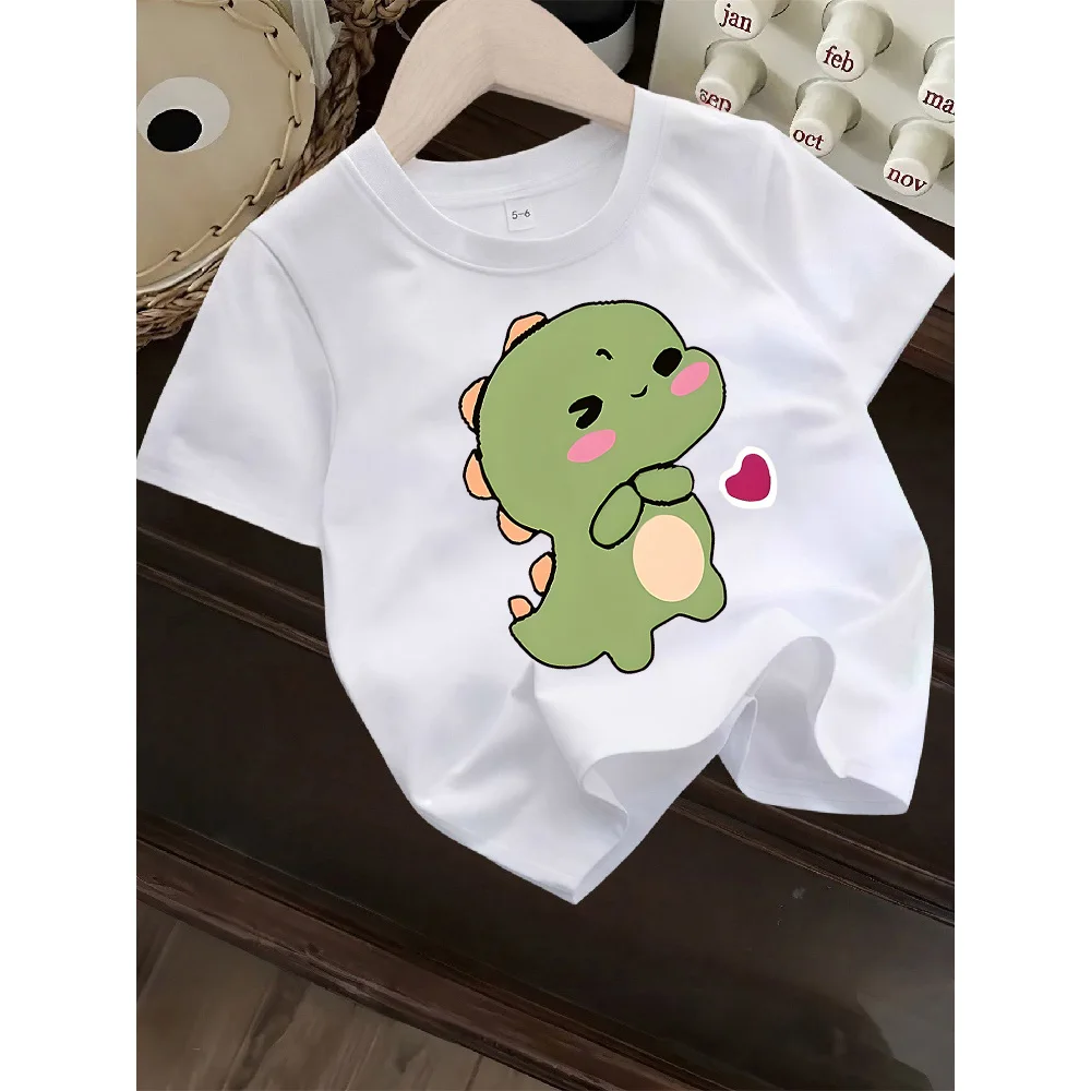 Children'sT-shirt Summer Soft Skin Friendly Loose Comfortable Casual Outdoor Sports Simple Cute Dinosaur Print Short Sleeved Top