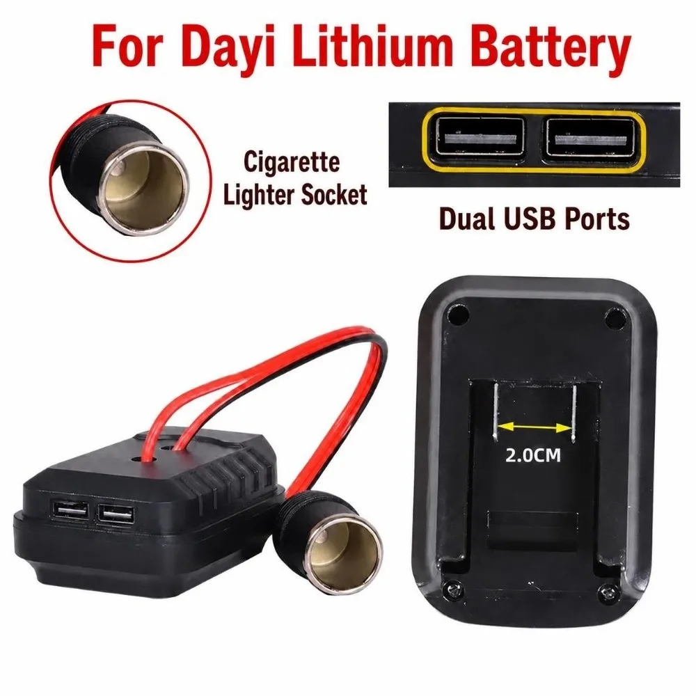 Dual USB Port Lithium Battery Converter Tool Battery Fit Power Output Port USB Charger Wired Connection for Makita for Dayi
