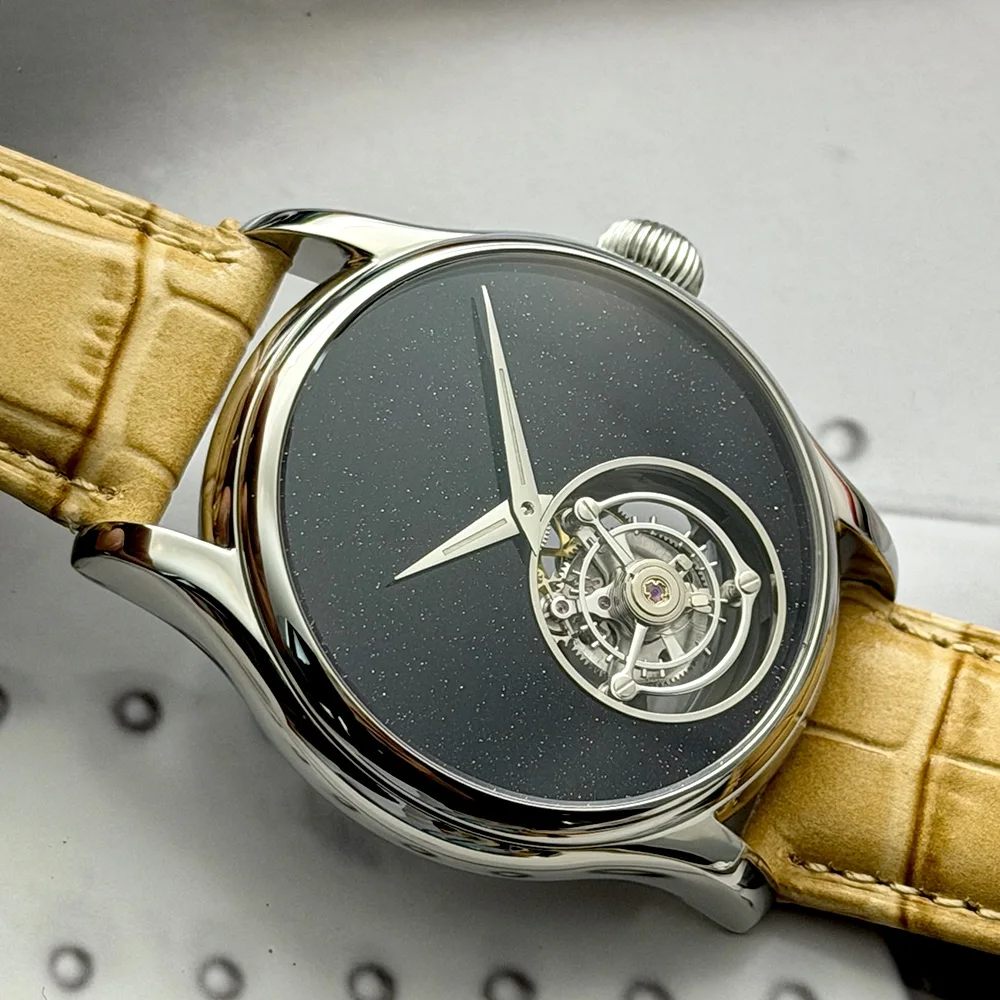 Merkur 100% Tourbillon Watch Men's Natural Stone Dial Malachite Sapphire Watch For Men Mechanical Wristwatches Relogio Masculino