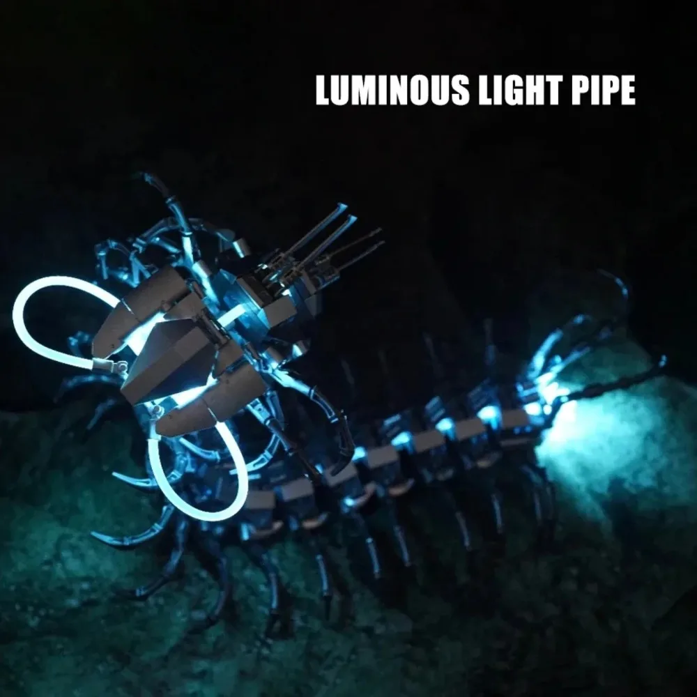 DeKe 698Pcs Mechanical Centipede Building Blocks Model With LED Light Movable Parts Educational STEM Toy Decoration Xmas Gift