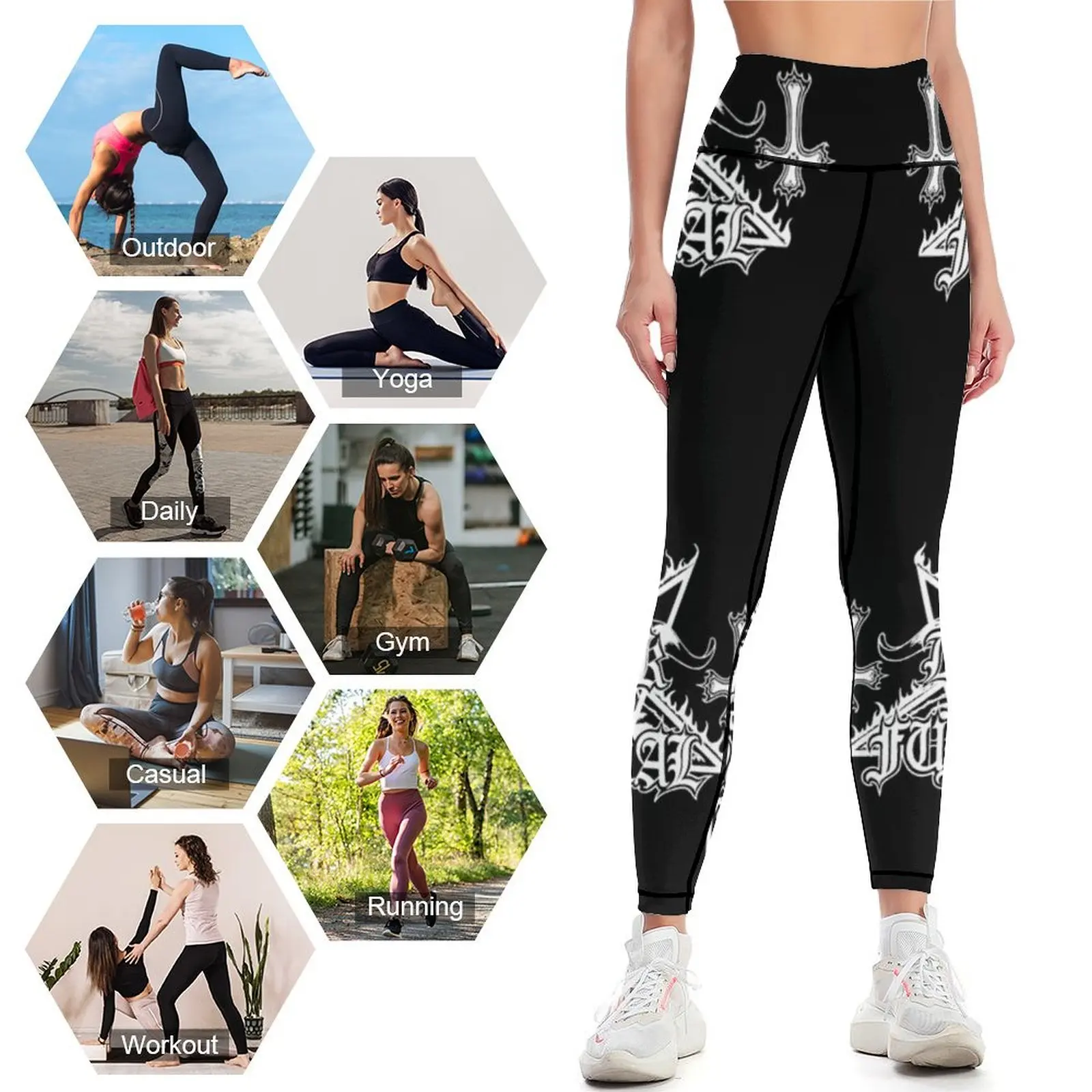 Dark Funeral ( White ) Leggings Training pants legging gym gym's clothing joggers for Womens Leggings image 4