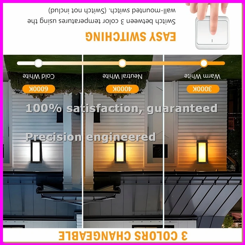 

Наружные настенные светильники для дома, светодиодные уличные светильники с изменяемым цветом (3 цвета), водонепроницаемые IP65, для крыльца - ABLA