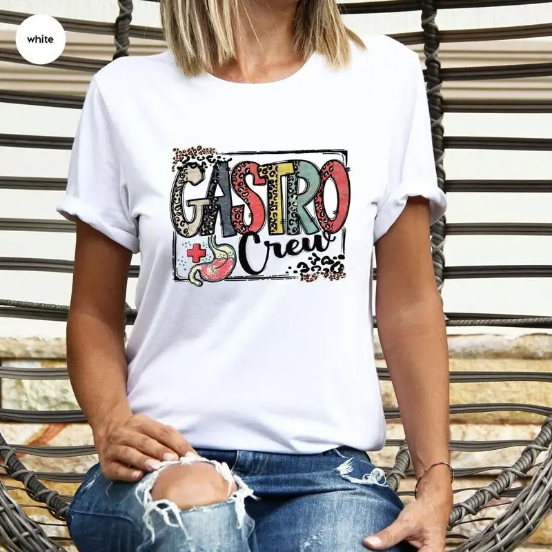 طاقم الجهاز الهضمي تي شيرت خمر ممرضة ليوبارد حروف علم الجهاز الهضمي التشريحي #1