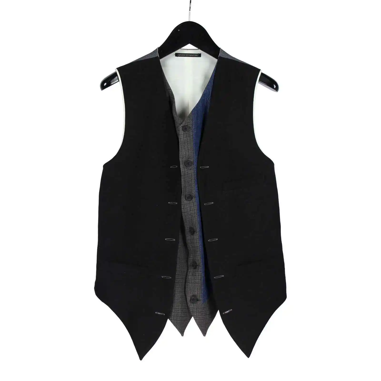 

TOP-YAMAMOTO оригинальный дизайн Темный меньшинство черный шерстяной жилет без рукавов темный меньшинство