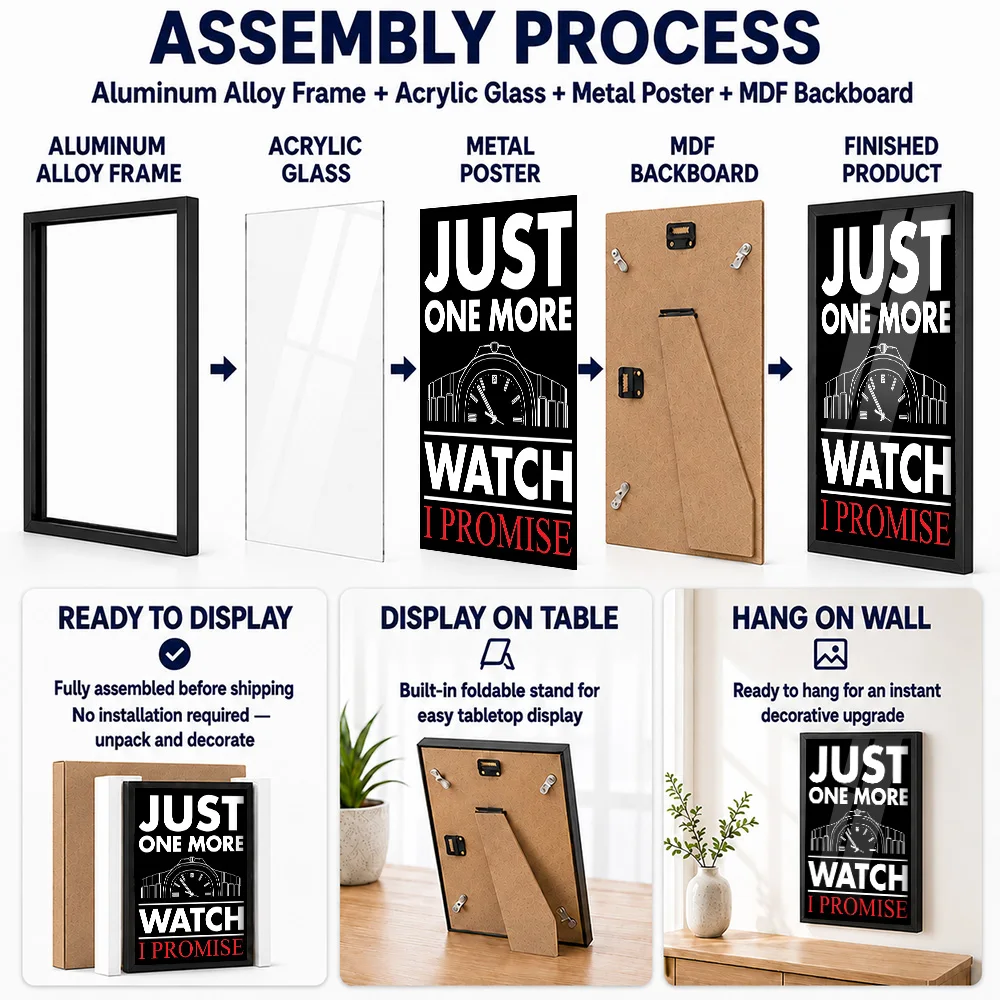 Just One More Watch Framed Metal Poster Personalized Photo Technical Blueprint Style Wall Art For Collector Room Engineer Gift