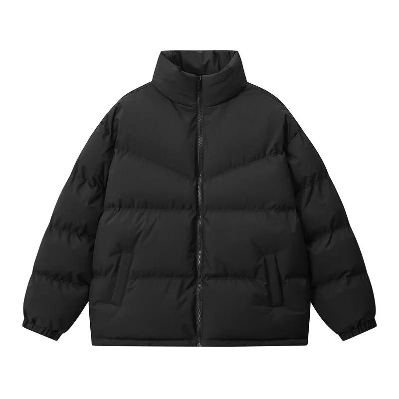 

Men Jacket Winter Simple Solid Color Stand Collar Male Outerwear Thicken Windproof Long Sleeve Loose Daily Man Down Coat