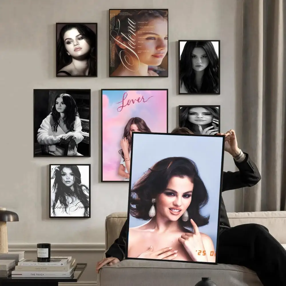Singer S-Selena Gomez Poster Decorative Wall Art Stickers Mural Photo Print for Home Living Room Hallway Decor