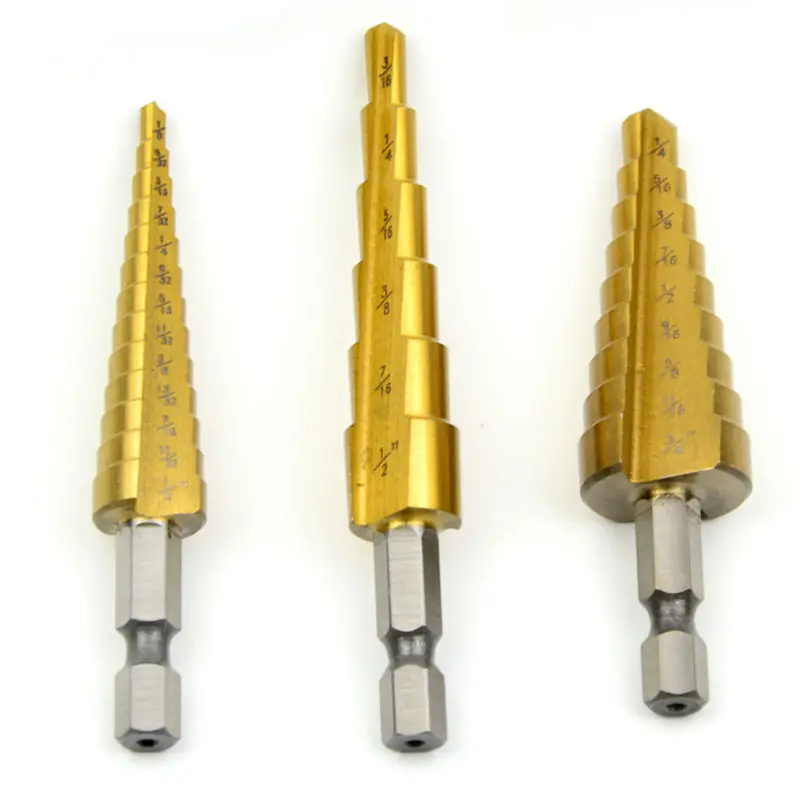 30% OFF HSS Straight Groove 4/8/14 Step Drill Bit Set Titanium Coated Wood Metal Hole Cutter Core Drill Bit Set