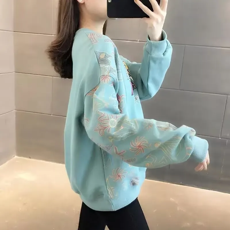 Women's Hoodies Korean Style 2025 Spring Autumn Woman Printed Sweatshirt Female Pullovers Tops T-shirt Student Casual Sweatshirt