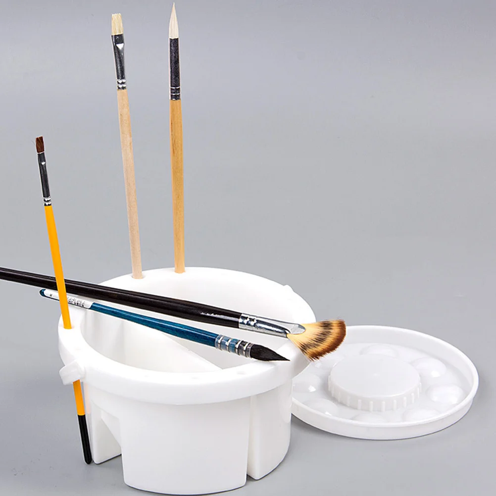 

Watercolor Paint Washing Bucket With Brush Holder Mixing Palette For Outdoor Travel Painting Beginners Kids Art Supplies