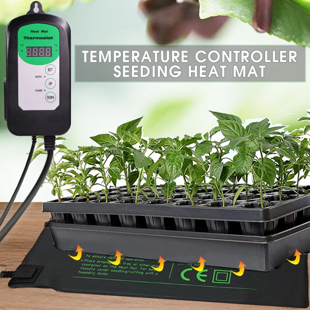 68-108F Settable Digital Temperature Controller for Garden Plants Seedling Heating Pad Thermostat Farm Reptiles Warm Mat Sensor