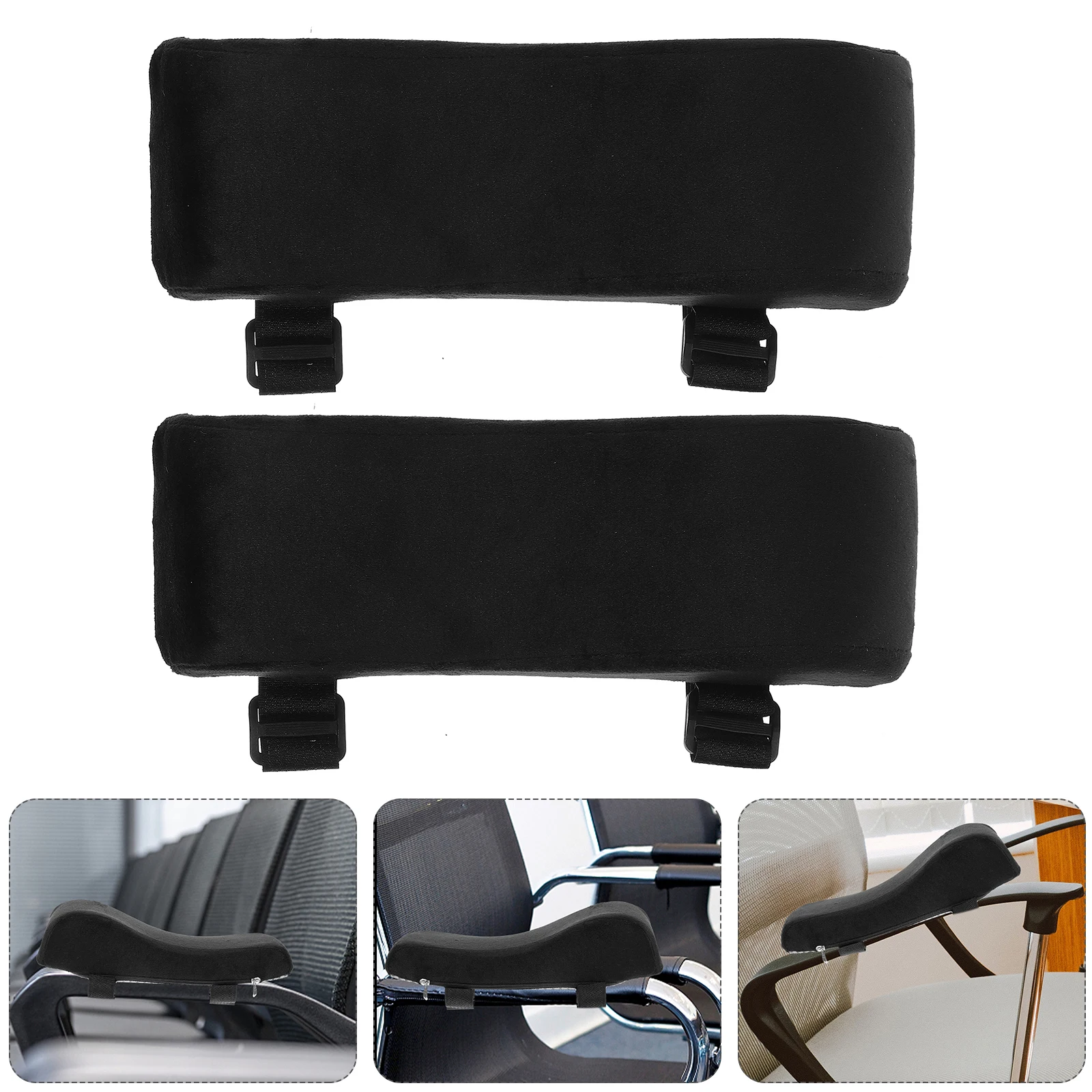

2 Pcs Armrest Pad Gaming Office Chair Ergonomic Memory Foam Cushions Black Curve 25x8x6cm Thick Elbow Support Desk Accessories