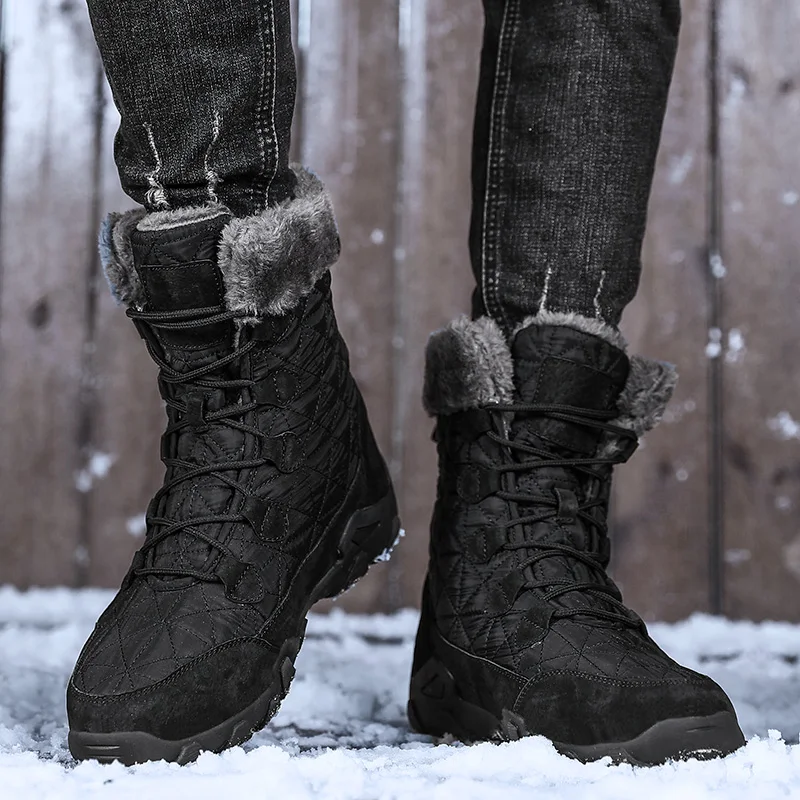 Super Warm Winter Men Snow Boots Outdoor Suede Genuine Leather Boots Men’s Winter Shoes Man High Mid-Calf Keep Warm Botas Hombre