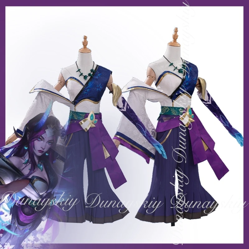 Moba Game Spirit Blossom Irelia Skin Spotlight Cosplay مع شعر مستعار أرجواني متدرج يعتمد على فريق القتال بطل كوسبلاي disfraz مجموعة كاملة