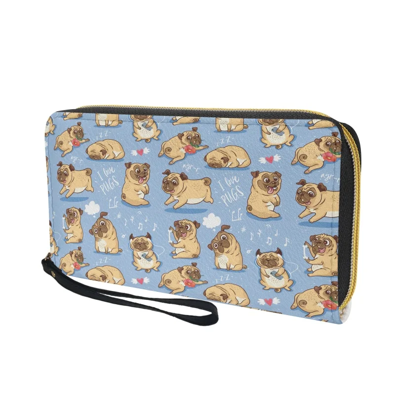 Belidome Pug Dogs Wristlet Wallets for Womens Casual PU Leather Long Purse RFID Blocking Card Holder Clutch Bag Lady Handbags