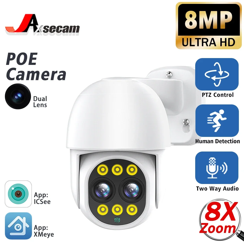 4K 8MP PTZ Camera POE 8X Zoom SecurityOutdoor Color Night Vision Smart AI P2P Pan Tilt With Motion Detection Two Way Audio Cccam