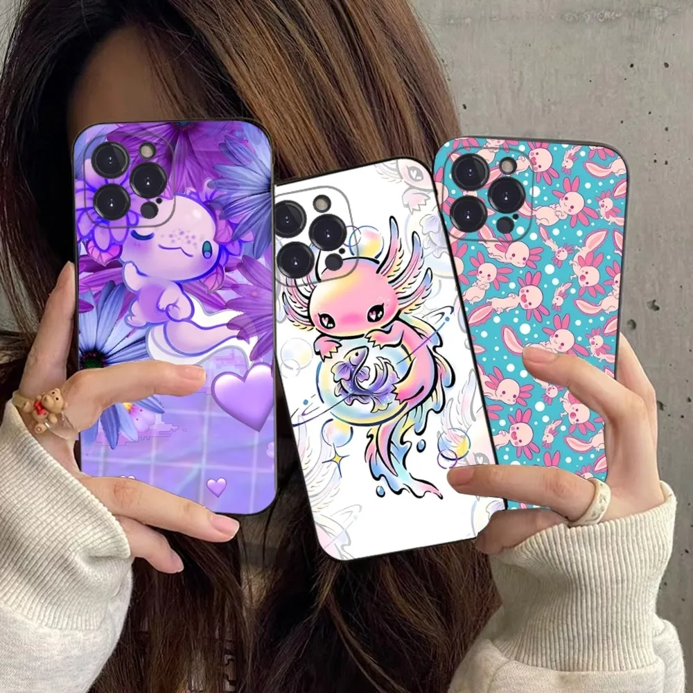 Cartoon axolotl cute Phone Case For iPhone 15 14 11 12 13 Mini Pro XS Max Cover 6 7 8 Plus X XR SE 2020 Funda Shell