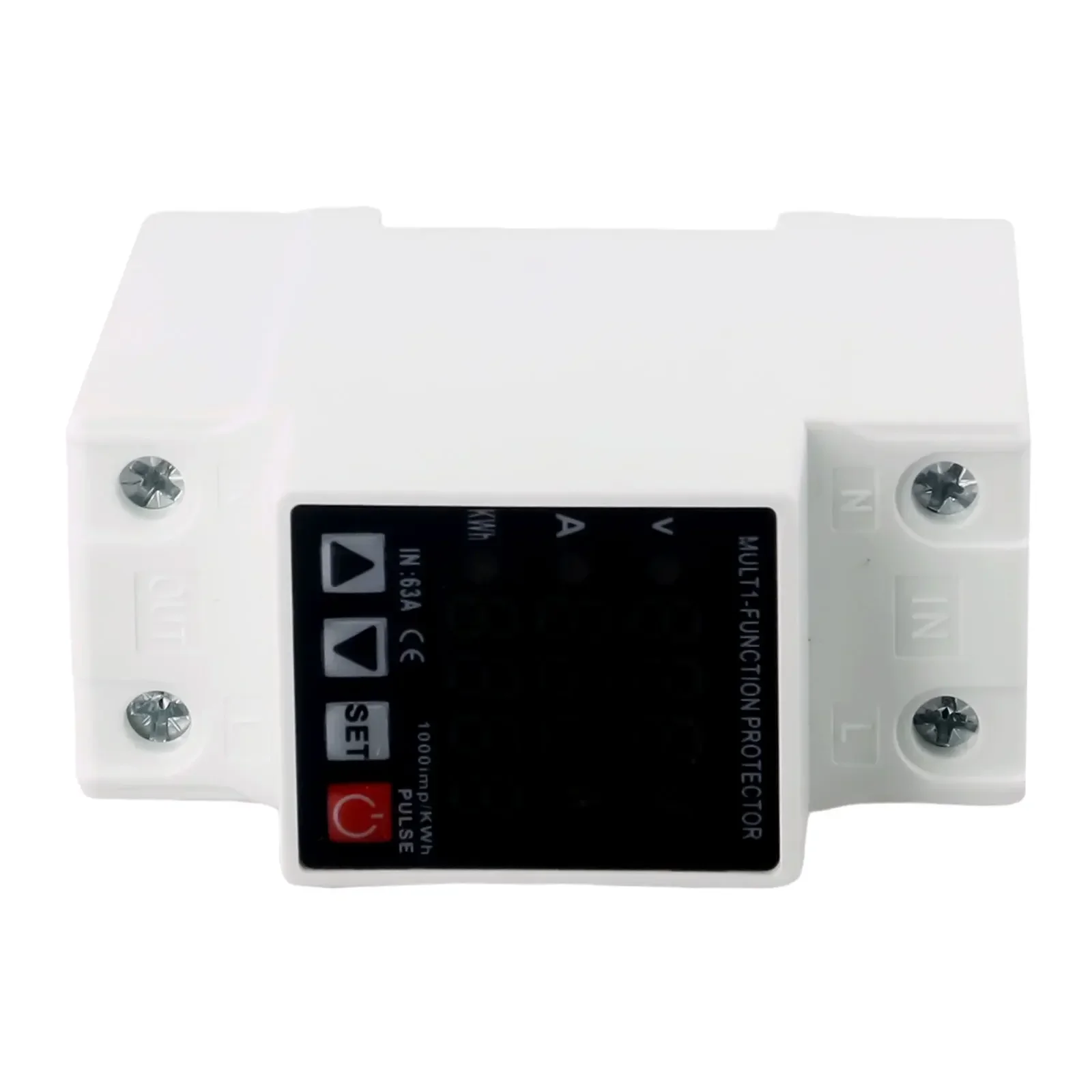 

63A 230V Din Rail Protector Relay Adjustable Overvoltage and Overcurrent Protection Power Consumption Display